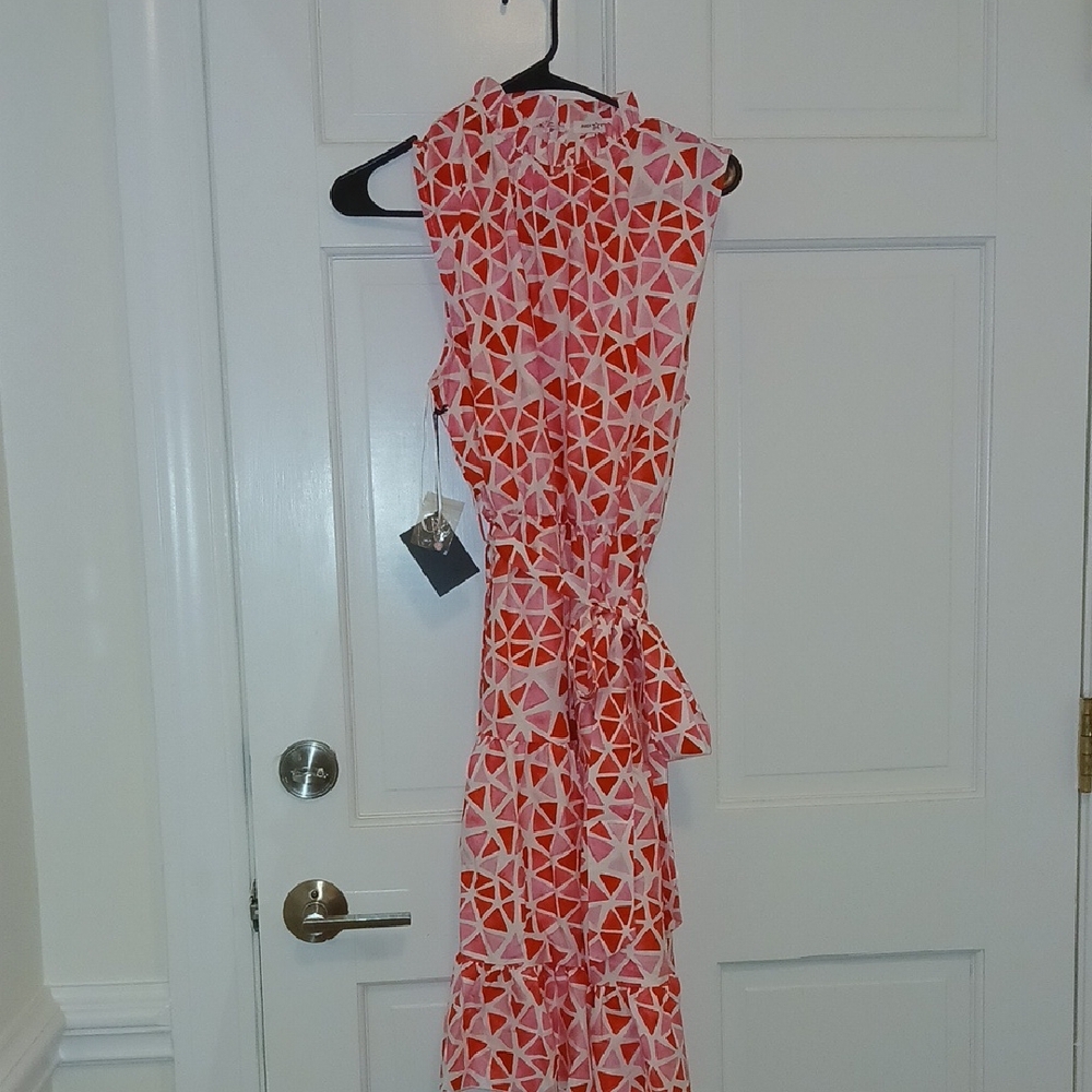 Geometric Red Midi Dress